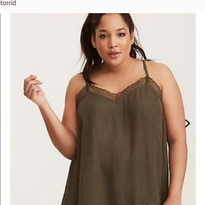 Olive Green Lace Tank plus size